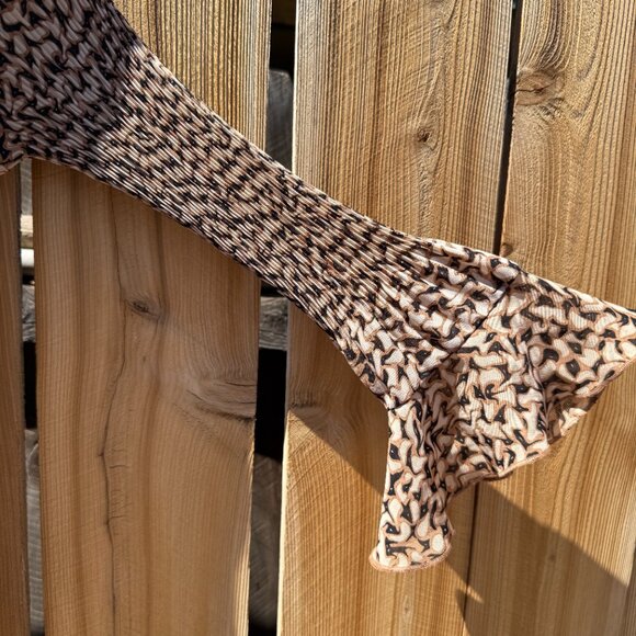 PRICE FIRM Y2K Blouse Vintage Dressbarn Brown Pleated Button Down Flare Top M/L - Picture 8 of 11